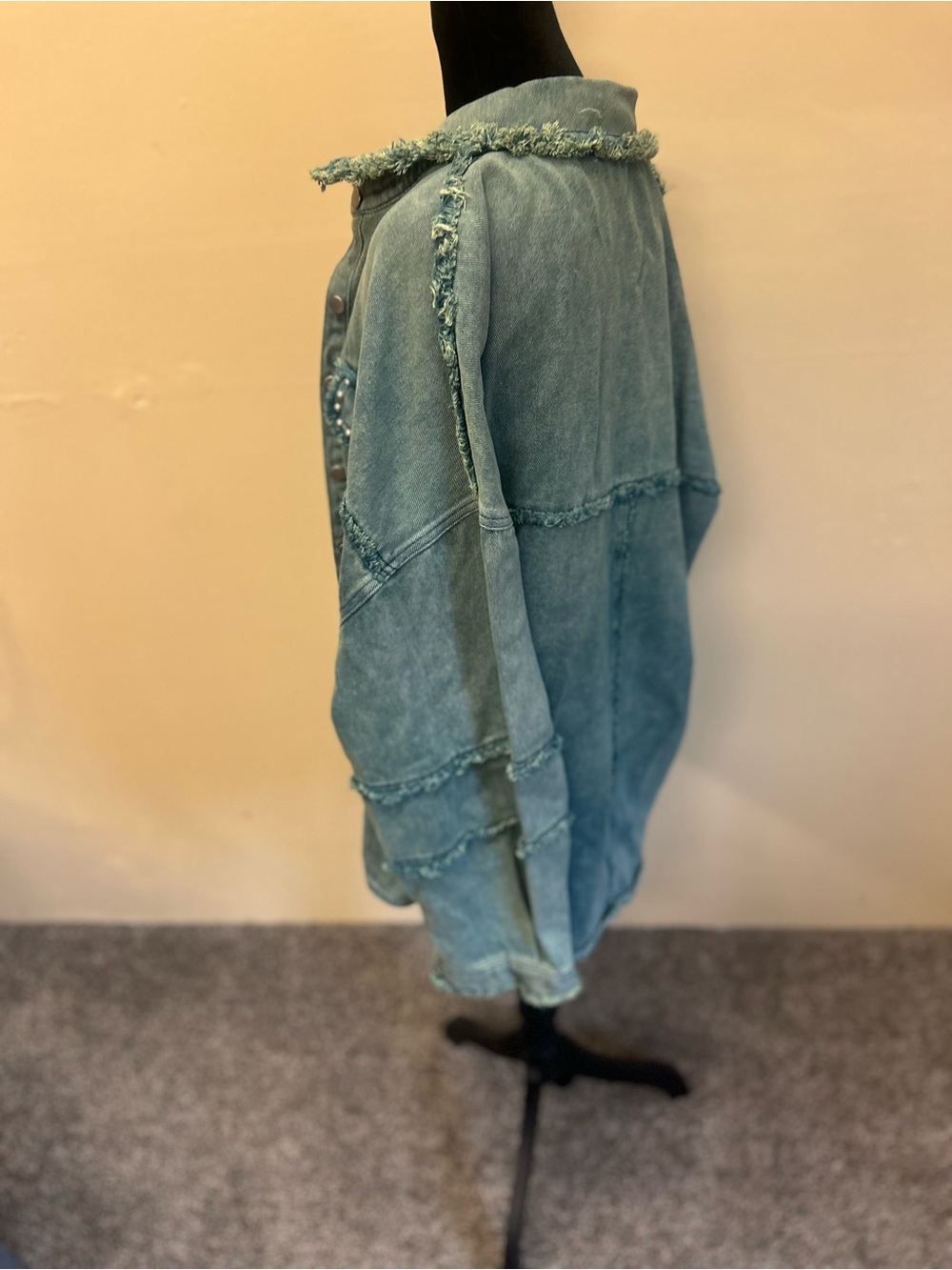 POL Denim Shacket in Teal Blue-Size M - Picture 5 of 7